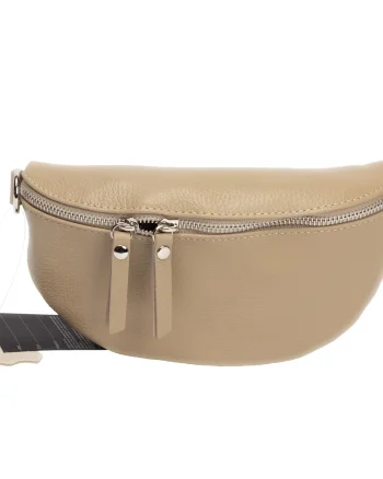 Borsetă damă din piele naturala taupe Waist Glam