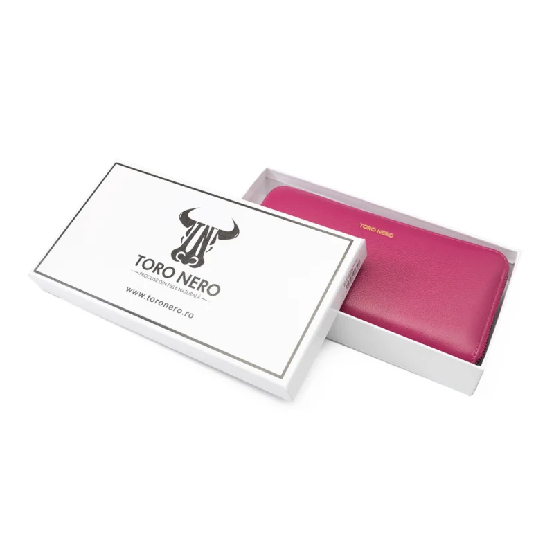 Portofel femei din piele naturala fucsia Arya
