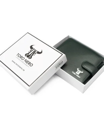 Portofel barbati din piele naturala verde Casual Code,protectie Rfid
