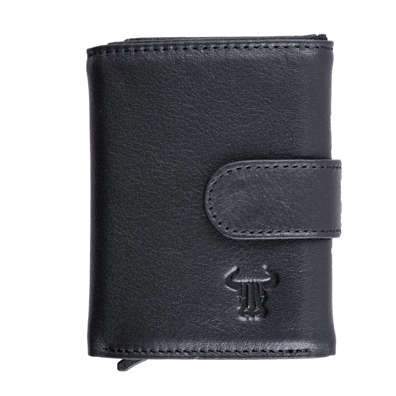 Port-card barbati din piele naturala negru Master Slide Pro,protectie RFID
