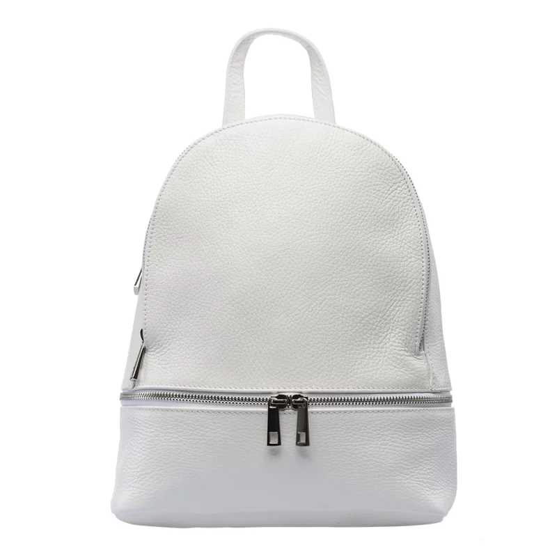 Rucsac damă din piele naturala alb Suede