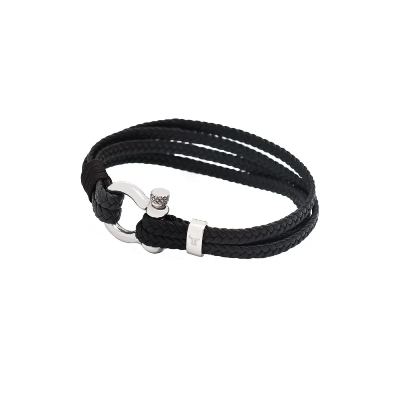 Bratara barbati din piele naturala negru Lucky