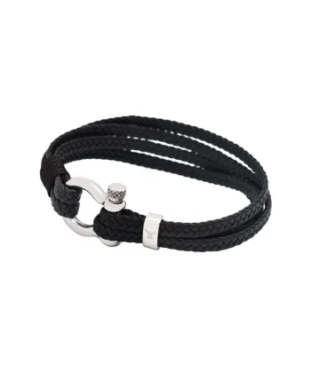 Bratara barbati din piele naturala negru Lucky