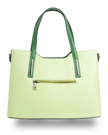 Geantă damă din piele naturala verde lamai Design Lover