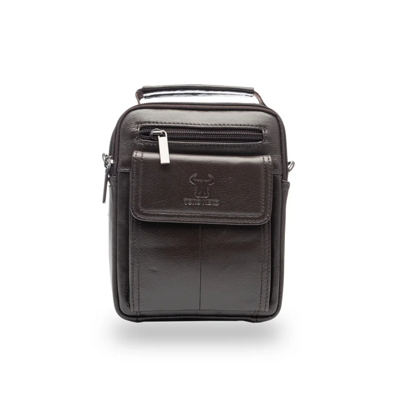 Geanta barbati din piele naturala maro Smooth Carier
