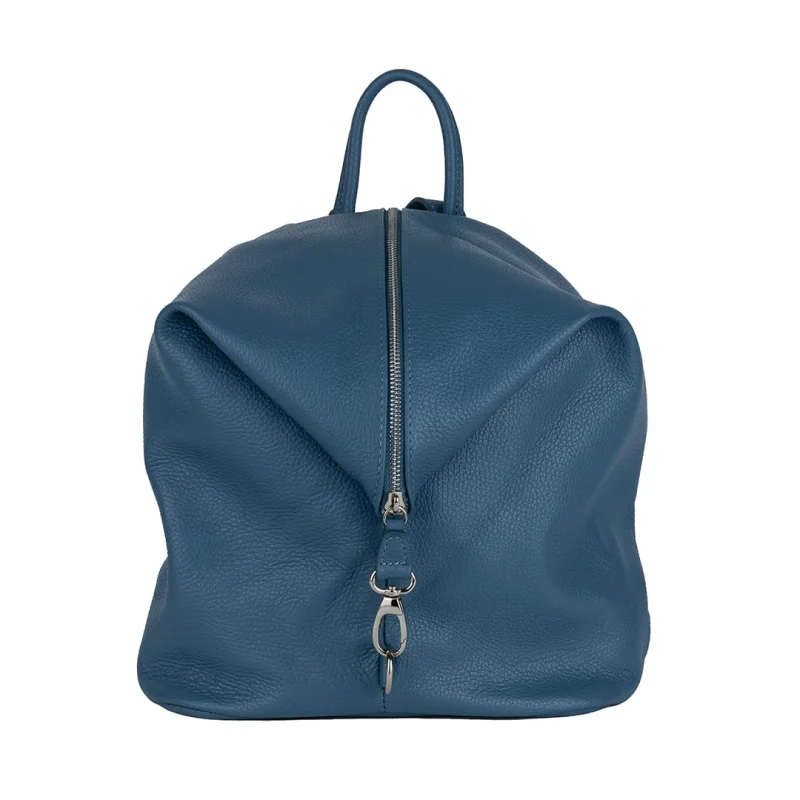 Rucsac damă din piele naturala albastru deschis Zip and Glow