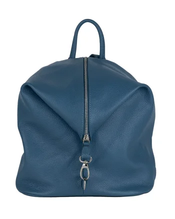 Rucsac damă din piele naturala albastru deschis Zip and Glow