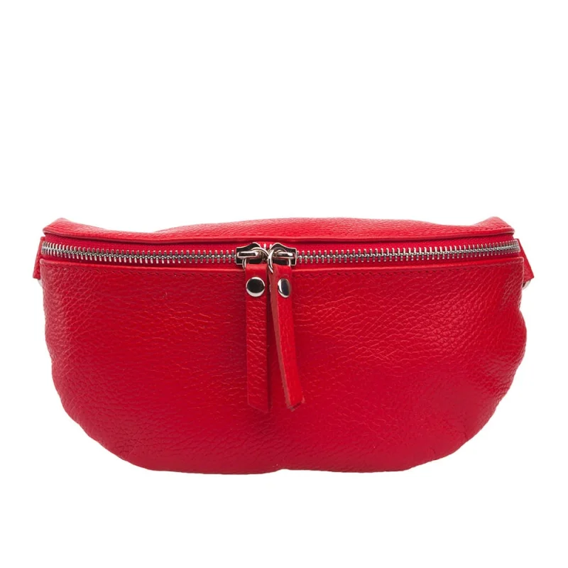 Borsetă damă din piele naturala rosu Waist Glam