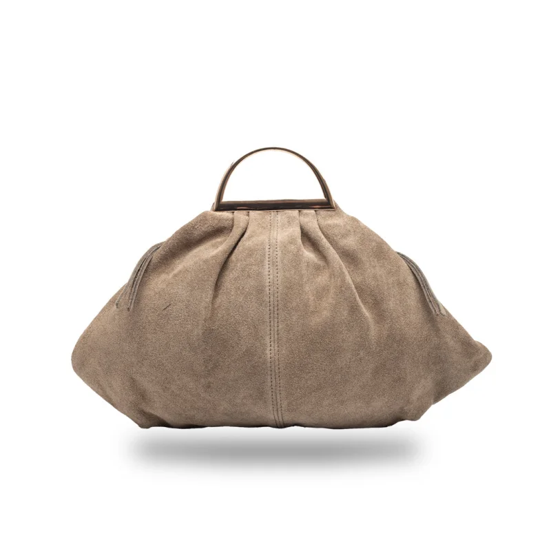 Geantă damă din piele naturala taupe Monica
