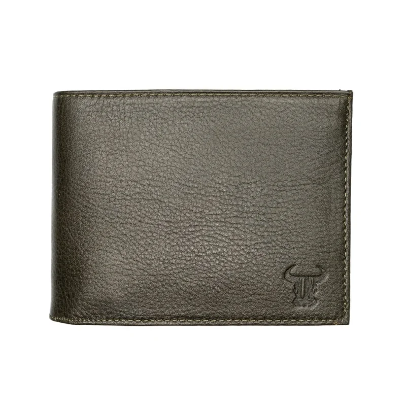 Portofel barbati din piele naturala verde Muselles Eyelet