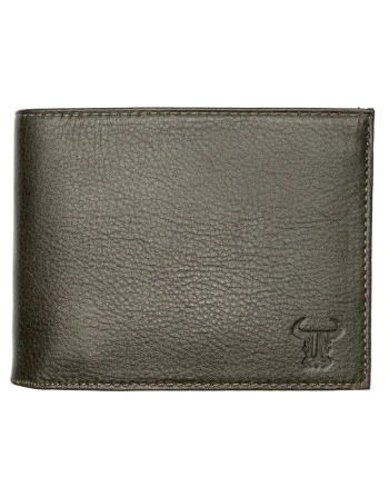 Portofel barbati din piele naturala verde Muselles Eyelet