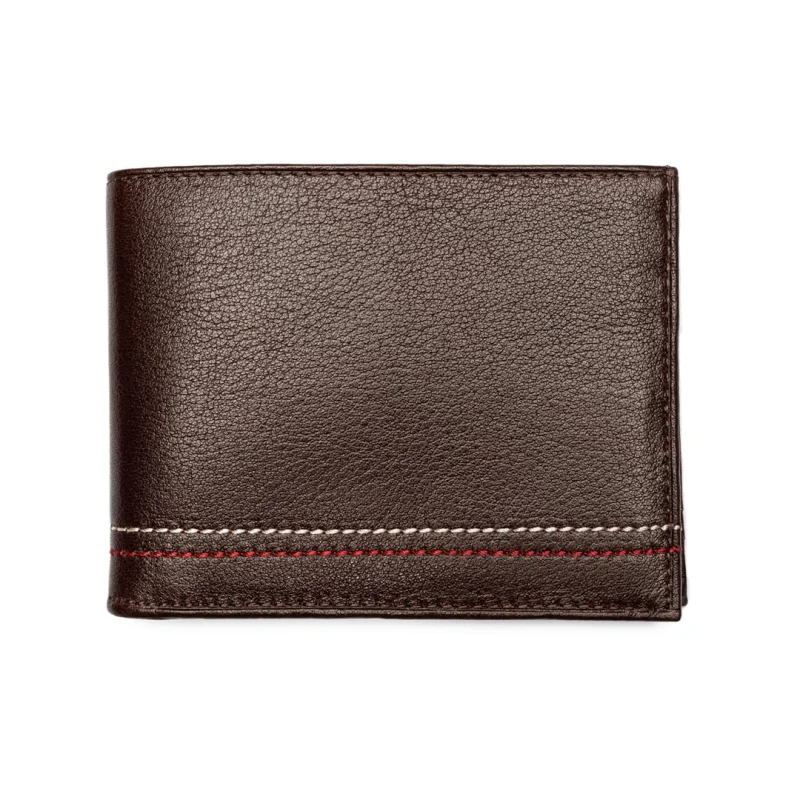 Portofel barbati din piele naturala maro Double Line Wallet