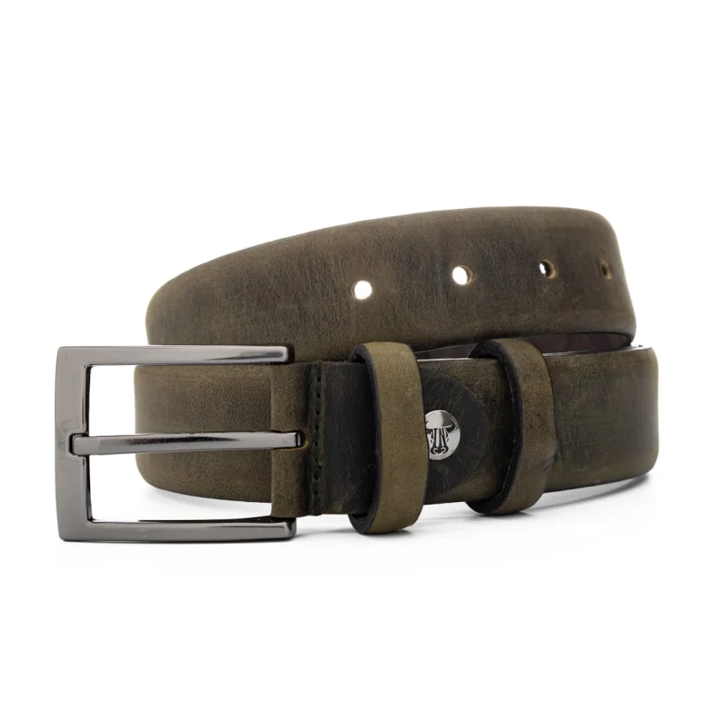 Curea barbati din piele naturala verde Olive - 110 cm