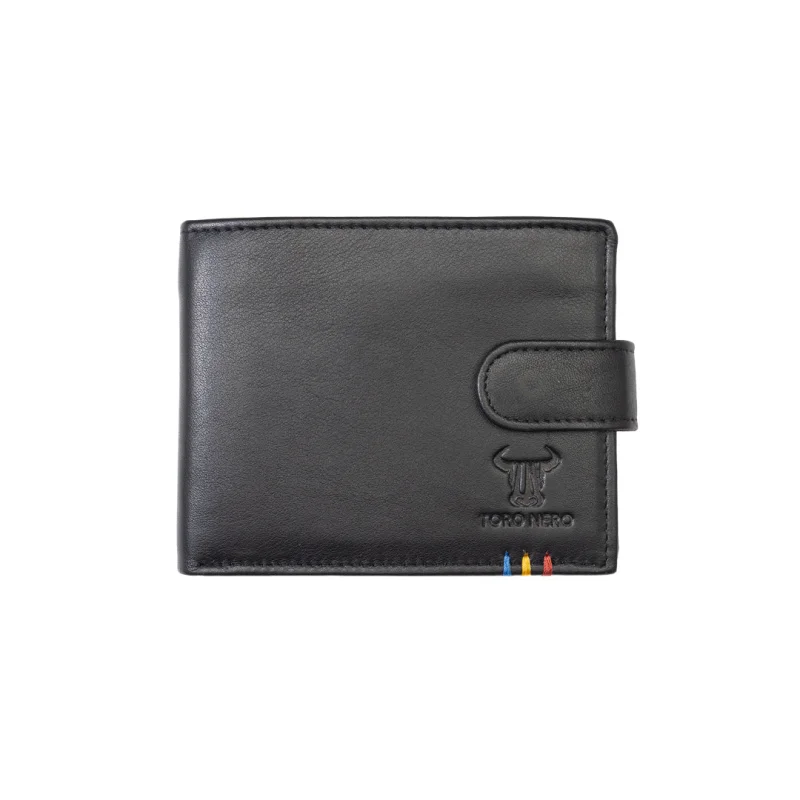 Portofel barbati din piele naturala negru-capsa Aryan,protectie RFID