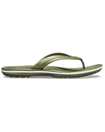 Slapi Crocs Crocband Flip Verde - Army Green/White