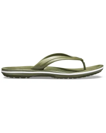 Slapi Crocs Crocband Flip Verde - Army Green/White