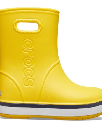 Cizme Crocs Kids' Crocband Rain Boot Galben - Yellow/Navy
