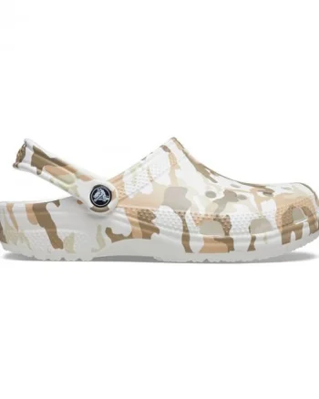 Saboti Crocs Classic Printed Camo Clog Alb - White/Multi