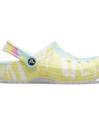 Saboti Crocs Classic Tie-Dye Graphic Clog Alb - White/Multi