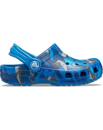Saboți Crocs Classic Shark Clog PS Albastru - Prep Blue