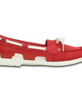 Pantofi Crocs Women's Beach Line Hybrid Boat Shoe Rosu - Pepper/White