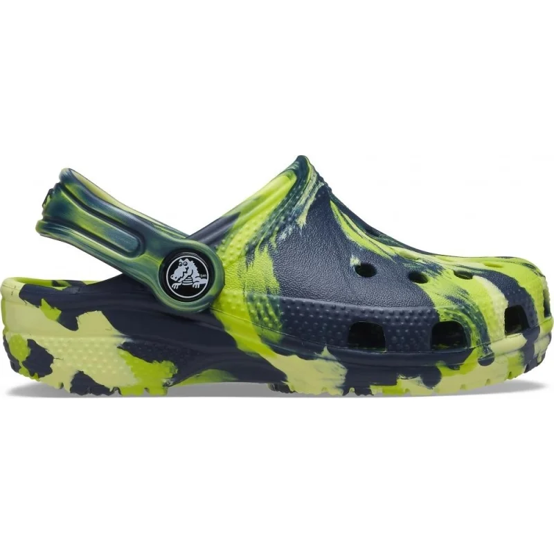 Saboți Crocs Kids' Classic Marbled Clog Albastru - Navy/Multi