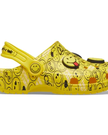 Saboți Crocs Classic Smiley World Clog Alb - White/Multi