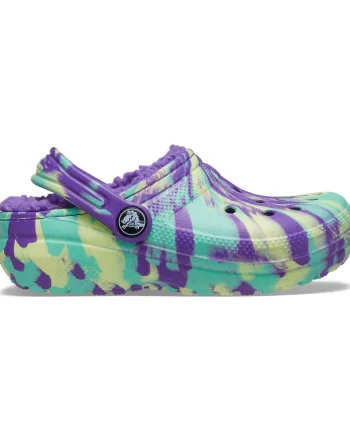 Saboti Crocs Classic Marbled Lined Kids Mov - Neon Purple