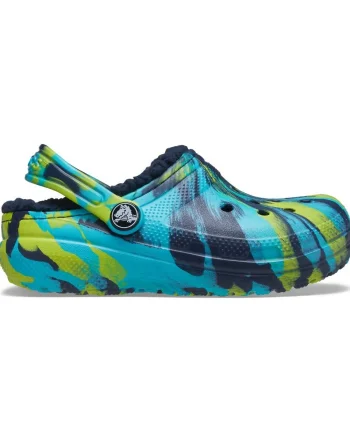 Saboti Crocs Classic Marbled Lined Kids Albastru - Navy/Multi