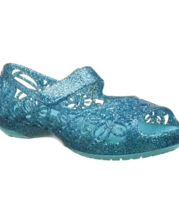 Balerini Crocs Kids' Isabella Glitter Flat Albastru deschis - Pool