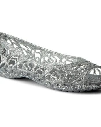Balerini Crocs Kids' Isabella Glitter Flat GS Argintiu - Silver