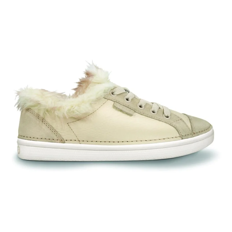Pantofi Crocs Women's Hover Lace Up Fur Bej - Stucco/Oyster