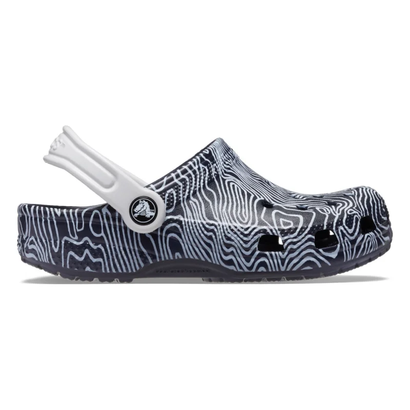 Saboti Crocs Classic Topographic Clog Kids Albastru - Deep Navy/Multi