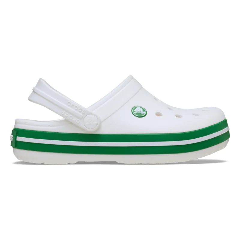 Saboți Crocs Crocband Kid's New Clog Alb - White/Green Ivy