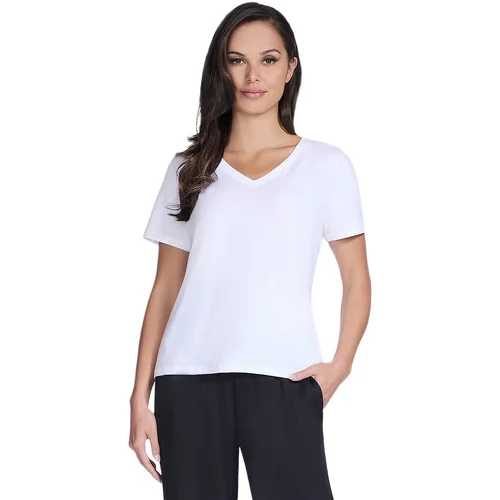 Tricou femei Skechers Pima V-Neck Tee TP130-WHT