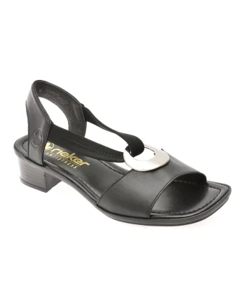 Sandale RIEKER negre, 62662, din piele naturala