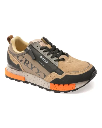 Pantofi sport GRYXX gri, 6013, din material textil si piele naturala