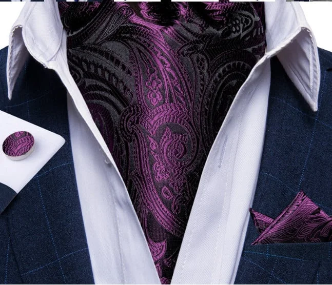 Set cravata / esarfa Ascot + batista + butoni, model 12