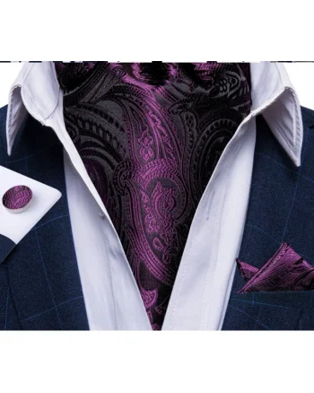 Set cravata / esarfa Ascot + batista + butoni, model 12