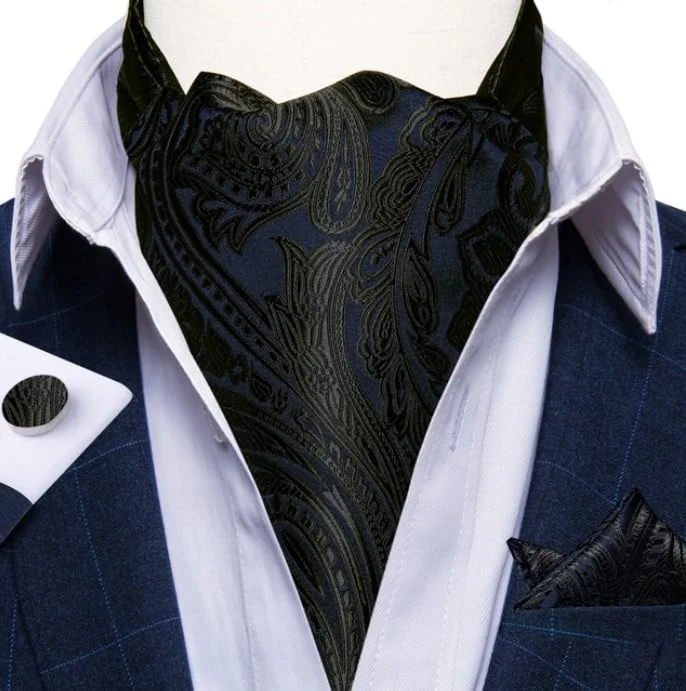 Set cravata / esarfa Ascot + batista + butoni, model 8