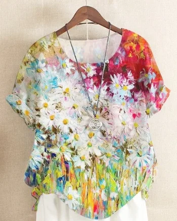 Bluza cu flori, de dama, maneca scurta, model 10