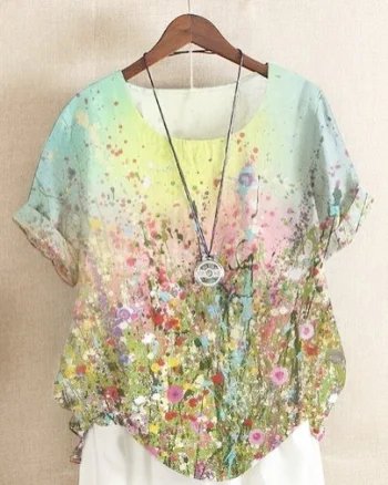 Bluza cu flori, de dama, maneca scurta, model 18