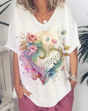 Bluza cu flori, de dama, maneca scurta, model 2, marime S