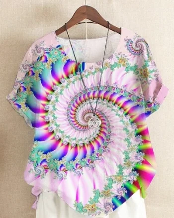 Bluza cu design modern, de dama, maneca scurta, model 55 - marimea L