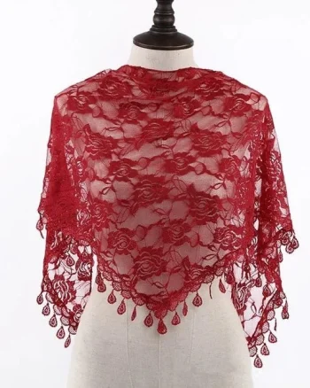 Esarfa eleganta cu broderie trandafiri - wine red