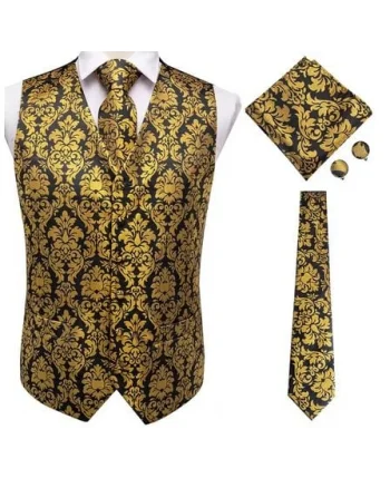 Set vesta + cravata + batista + butoni, matase - model 25