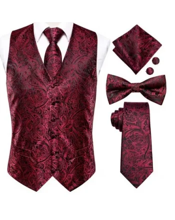 Set vesta + cravata + batista + butoni + papion, matase - model 30