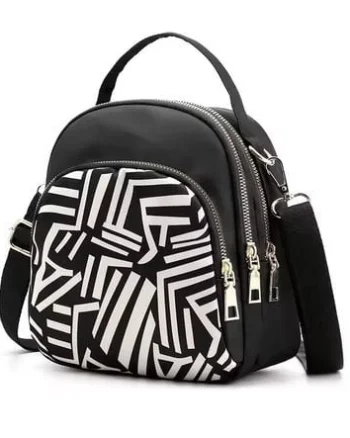 Geanta / poseta negru cu alb, de dama, Geometric