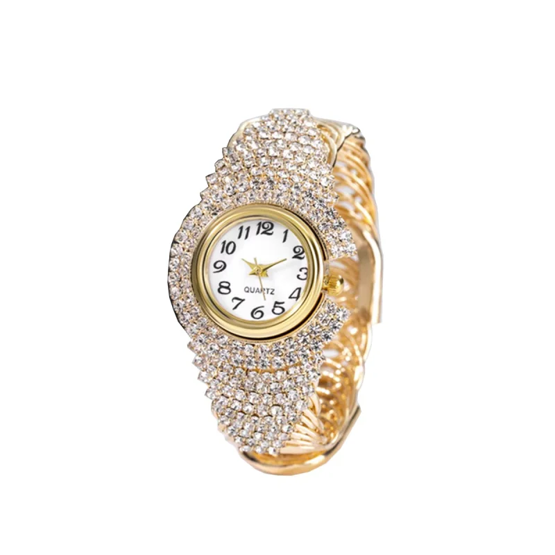 Ceas auriu de dama elegant, cu cristale