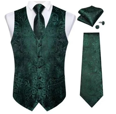 Set vesta + cravata + batista + butoni, matase - model 32